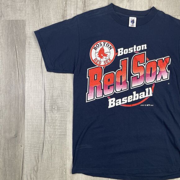 Vintage 1997 Boston Red Sox Spell Out T Shirt Logo 7 Navy Blue Men's Medium J - Picture 3 of 9